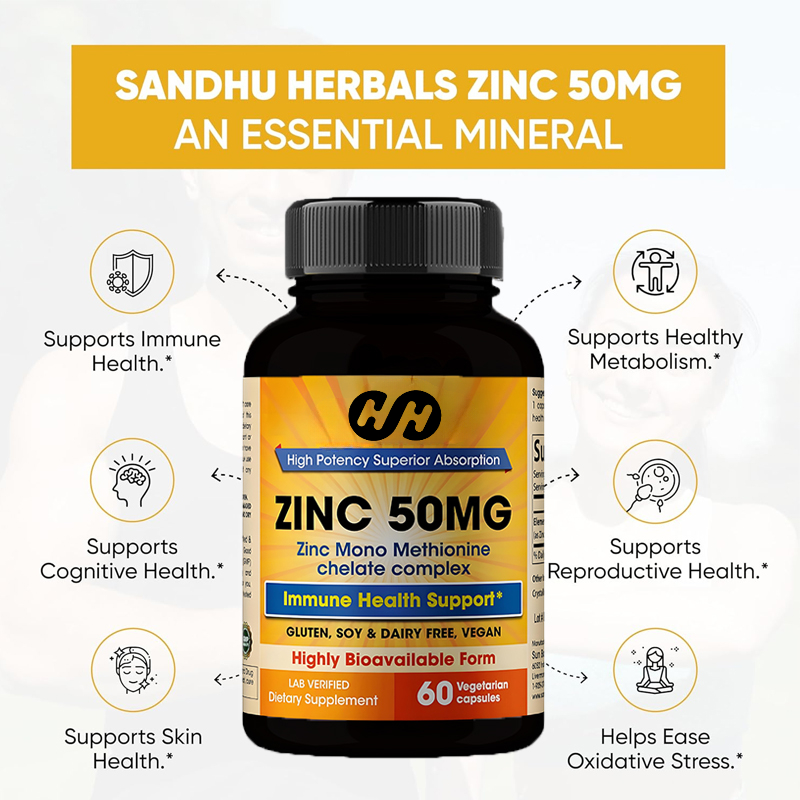 Zinc Supplement 50Mg - ซิงค์เสริม 50 มก., 60 แคปซูล, แคปซูลสำหรับผู้ทานมังสวิรัติ